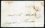 Stamp of Ireland 1847 Wrapper to London via Ireland, with backflap showing rare scroll "SHIP LETTER" hs