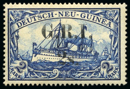 Stamp of New Guinea 1914-15 2s on 2m blue mint with large part original gum