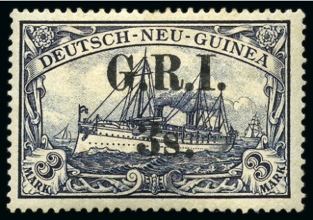 Stamp of New Guinea 1914-15 3s. on 3m. violet-black, well centred, fine unused with large part original gum