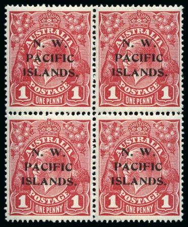 Stamp of New Guinea 1918-22 KGV 1d. red, Die II, 5th setting block of four
