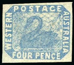 Stamp of Australia » Western Australia 1854-55 4d pale blue unused showing tilted lower border