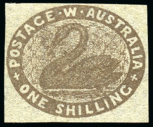 Stamp of Australia » Western Australia 1854-55 1s grey-brown unused with close to good margins