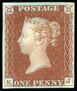 Stamp of Great Britain » Line Engraved Essays, Plate Proofs, Colour Trials and Reprints 1841 1d Red brown pl.11 KJ on experimental Dickinson silk thread Paper