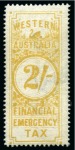 Stamp of Australia » Western Australia Revenues: 1932 Financial Emergency Tax 2s yellow-brown, £1 orange and £5 purple min