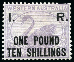 Stamp of Australia » Western Australia 1882 Internal Revenue: "I.R" £1 10s lilac unused with