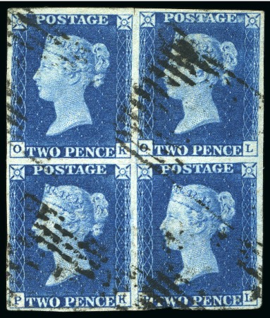 Stamp of Great Britain » 1840 2d Blue (ordered by plate number) 1840 2d Blue pl. 2 OK/PL used block of four