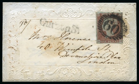 Stamp of Great Britain » 1841 1d Red 1848 (Mar 2) Small embossed "ladies" envelope sent within London with 1841 1d red