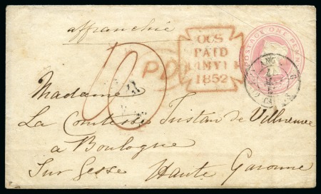 Stamp of Great Britain » Postal Stationery 1852 (May 14) 1d Pink postal stationery sent from London cancelled in transit at Calais