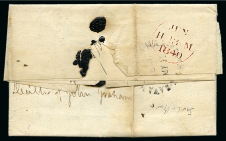Stamp of Jamaica 1840 (12.5) Folded cover from Savannah addressed to