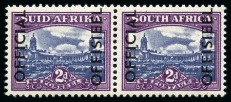Stamp of South Africa » Union & Republic of South Africa Officials: 1950-54 2d blue & violet showing variety overprint inverted in mint nh se-tenant pair