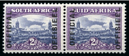 Stamp of South Africa » Union & Republic of South Africa Officials: 1944-50 2d blue & violet in mint nh se-tenant pair with right stamp showing variety "raised OFFICIAL