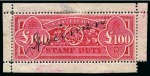 Stamp of Australia » Victoria 1897-95 "Stamp Duty" recess printed £25 bluish green, £50 dark violet and £100 aniline crimson with manuscript "Specimen"