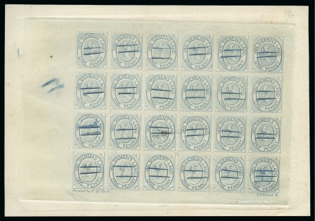 Stamp of Australia » Tasmania 1853 Courier 1d reprint of the complete sheet in blue