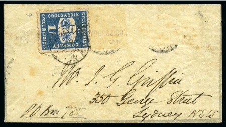 Stamp of Australia » Western Australia Coolgardie Cycle Express: 1896 (Sep 29) Envelope to Sydney with Bicycle 1s unusually tied by NORSEMAN cds