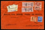 Stamp of British Occupation of Italian Colonies ERITREA: 1947 (Sep 6) Commercial envelope sent registered to the USA franked on both sides with 2d, 2 1/2d, 6d (two vert. pairs on front and block of 6 on reverse) and 5s 