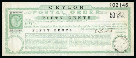 Stamp of Large Lots and Collections Ceylon: 1889-1966, Collection of Money Orders and Money Order & Savings Bank cancels on covers/cards