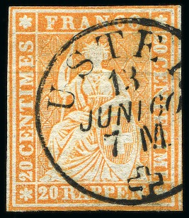 Stamp of Switzerland / Schweiz » Sitzende Helvetia Ungezähnt » 1857-62 Berner Druck, Dickes Papier Strubel