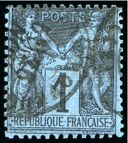 Stamp of France » Type Sage 1876-1900 1880, Type Sage 1 centime BLEU DE PRUSSE cachet à