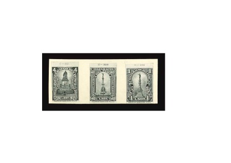 Stamp of Peru 1897, Telegraphs, three ABN stamp-size cut die proofs