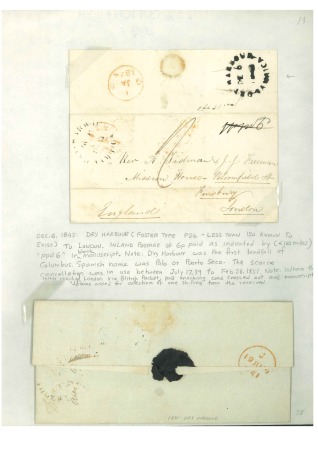 Stamp of Jamaica 1841-43 Dry Harbour to London, two folded cover, both