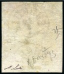 Stamp of Persia » 1868-1879 Nasr ed-Din Shah Lion Issues » 1878-79 Re-engraved (SG 37-39) (Persiphila 26-28)  1878-79 1kr. carmine on white paper, used complete sheetlet of four, setting I positions 'BD/CA'