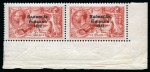 Stamp of Ireland » 1925 Narrow Date Overprints (T66-T68) 5s rose red, mint nh bottom right sheet marginal horizontal pair