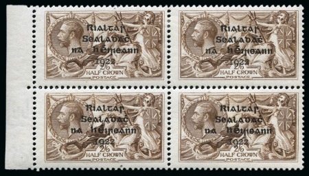Stamp of Ireland » 1922 (Feb) Dollard Overprints (T1-T14) 2s6d chocolate brown, mint left sheet marginal block of four, showing "Brennan" re-entry