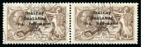 Stamp of Ireland » 1922 (Feb) Dollard Overprints (T1-T14) 2s6d chocolate brown, used horizontal pair, both showing "R" over "SE" variety