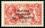 Stamp of Ireland » 1922 (Feb) Dollard Overprints (T1-T14) 5s rose red, two singles, one mint practically nh and one used