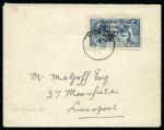 Stamp of Ireland » 1922 (Feb) Dollard Overprints (T1-T14) 10s grey-blue, used single on cover from Wicklow to Liverpool, showing "Major Re-entry"