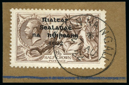 Stamp of Ireland » 1922 (Jul-Nov) Thom Overprints (T25-T41) 2s6d grey-brown, used single, tied on fragment by "DONEGAL/27.AU.22" cds