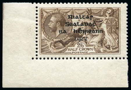 Stamp of Ireland » 1922 (Jul-Nov) Thom Overprints (T25-T41) 2s6d grey-brown, mint nh, bottom left corner sheet marginal single