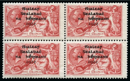 Stamp of Ireland » 1922 (Jul-Nov) Thom Overprints (T25-T41) 5s pale rose red, mint and mint nh, block of four