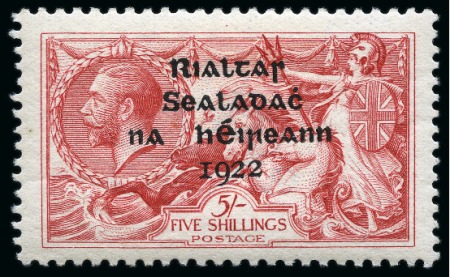 Stamp of Ireland » 1922 (Jul-Nov) Thom Overprints (T25-T41) 5s pale rose red, mint single, showing "R over S" variety