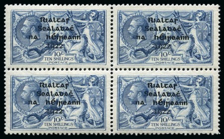 Stamp of Ireland » 1922 (Jul-Nov) Thom Overprints (T25-T41) 10s dull grey-blue, mint, block of four