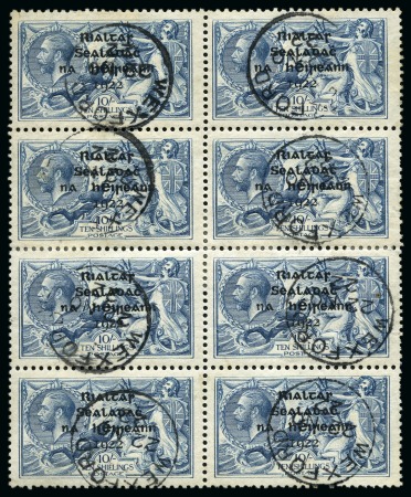 Stamp of Ireland » 1922 (Jul-Nov) Thom Overprints (T25-T41) 10s dull grey-blue, used, block of eight, each stamp showing clear "WEXFORD/22.NO.22" cds