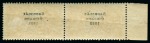 Stamp of Ireland » 1922-23 Thom Three-Line Overprints (T47-T61) 5s rose red, mint, left sheet marginal horizontal pair, showing unusual overprint offset