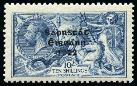 Stamp of Ireland » 1922-23 Thom Three-Line Overprints (T47-T61) 10s dull grey-blue, mint single, showing "MAJOR RE-ENTRY" variety