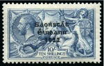 Stamp of Ireland » 1922-23 Thom Three-Line Overprints (T47-T61) 10s dull grey-blue, two singles, one mint practically nh and one with part clear cds