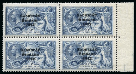 Stamp of Ireland » 1922-23 Thom Three-Line Overprints (T47-T61) 10s dull grey-blue, mint and mint nh, right sheet marginal block of four
