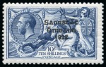 Stamp of Ireland » 1925 Narrow Date Overprints (T66-T68) 10s dull grey blue, mint nh, showing unusual "Lip flaw"