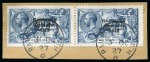 Stamp of Ireland » 1927 Composite Dates Overprints (T69-T71) 2s6d chocolate brown, 5s rose-red and 10s grey blue, set used in horizontal pairs showing wide and narrow dates, used