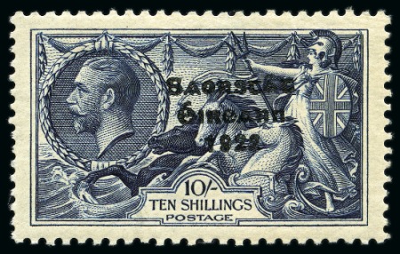 Stamp of Ireland » 1935 Re-Engraved Overprints (T75-T77) 10s indigo, mint nh, single showing weak accent which