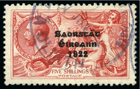 Stamp of Ireland » 1935 Re-Engraved Overprints (T75-T77) 5s red, used, single showing "FLAT ACCENT" variety