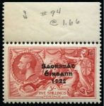 Stamp of Ireland » 1935 Re-Engraved Overprints (T75-T77) 5s red, mint nh single top marginal, very fine