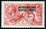 Stamp of Bechuanaland » British Bechuanaland 1916-19 De La Rue 2s6d pale brown and 5s bright carmine, used singles, plus two additional 5s used
