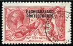 Stamp of Bechuanaland » British Bechuanaland 1916-19 De La Rue 2s6d pale brown and 5s bright carmine, used singles, plus two additional 5s used