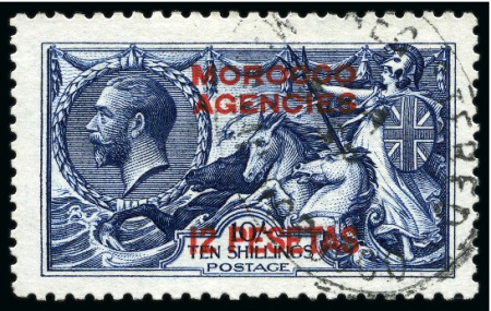 Stamp of Morocco Agencies (British Post Offices) 1914-26 Spanish Currency: Waterlow 12p on 10s indigo-blue mint & used