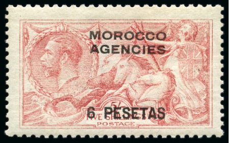 Stamp of Morocco Agencies (British Post Offices) 1914-26 Spanish Currency: Waterlow 6p on 5s shades mint (2) and 6p on 5s used