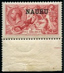 Stamp of Nauru 1916-23 Waterlow 5s rose-carmine, mint lh bottom sheet marginal single